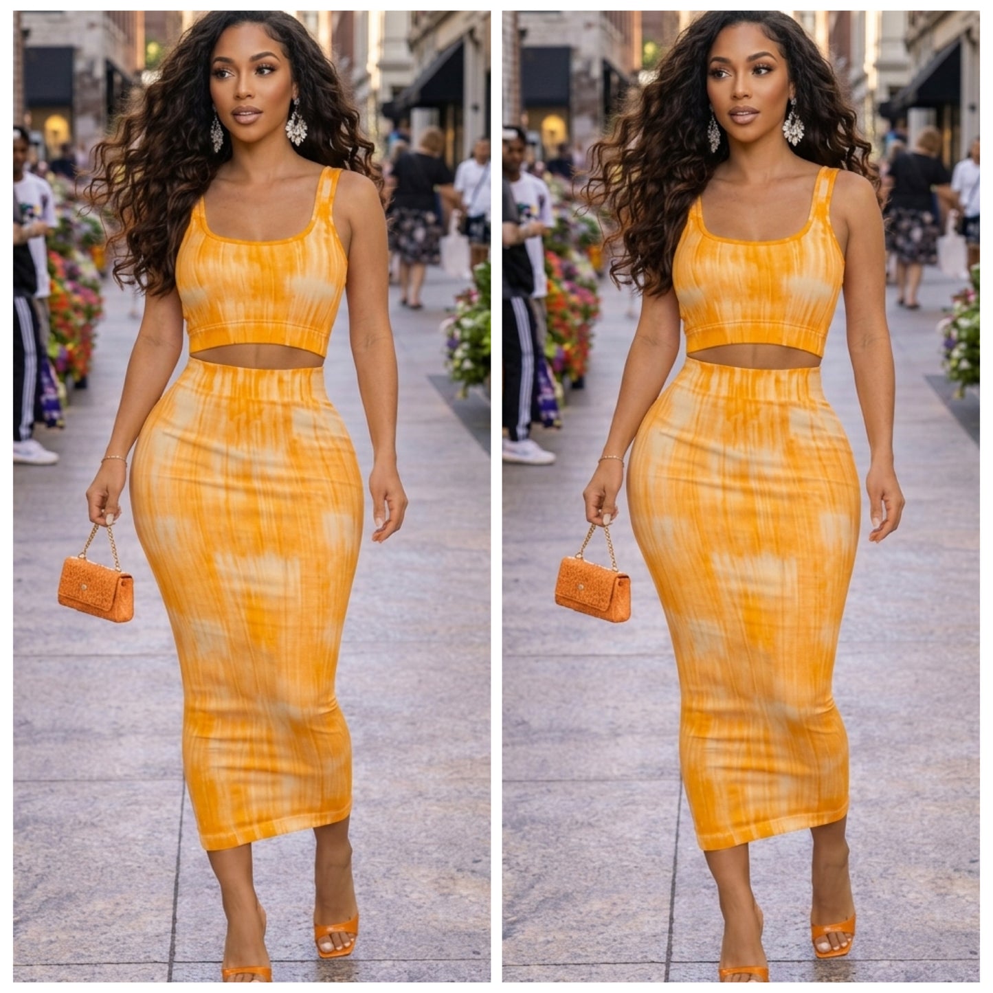 “Creamsicle” Ribbed Orange 2 Piece Skirt Set