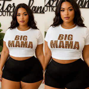 Leopard Print Big Mama Crop Graphic Print Tee Shirt