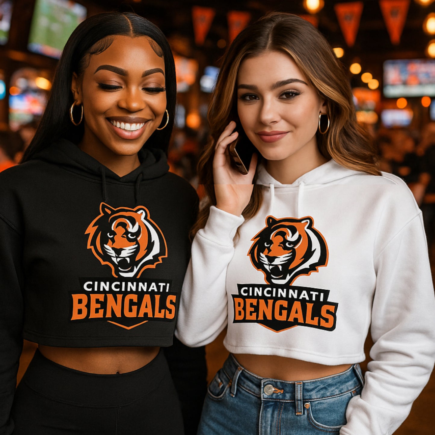 Tiger” Long Sleeve Womens Crop Hoodie