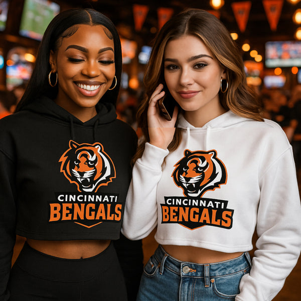 Tiger” Long Sleeve Womens Crop Hoodie