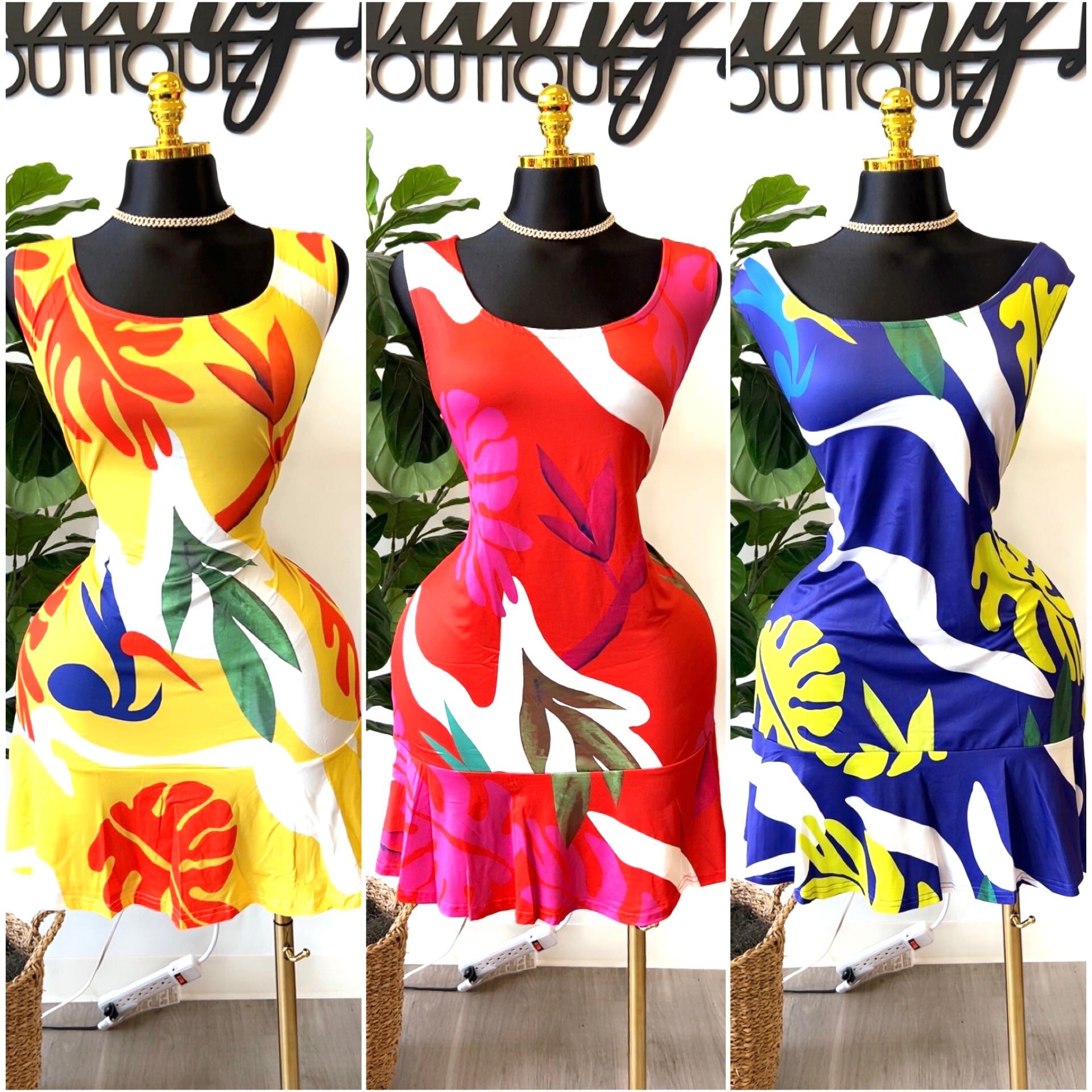 “Tropicana” Ruffle Hem Tank Dress