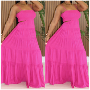 “Kiss” Backless Ruffle Maxi Dress