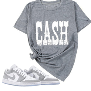 “Cash” Grey Graphic Print Tee Shirt