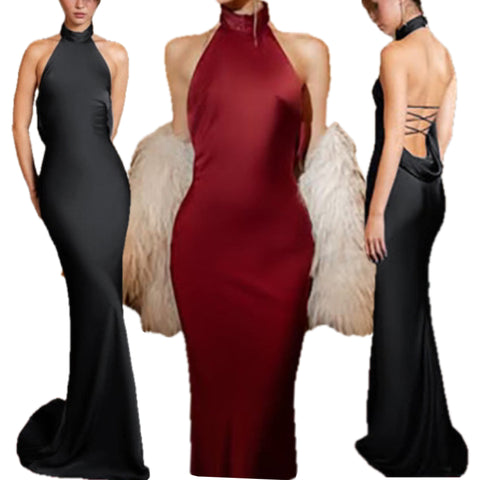 Satin Backless Maxi Dress