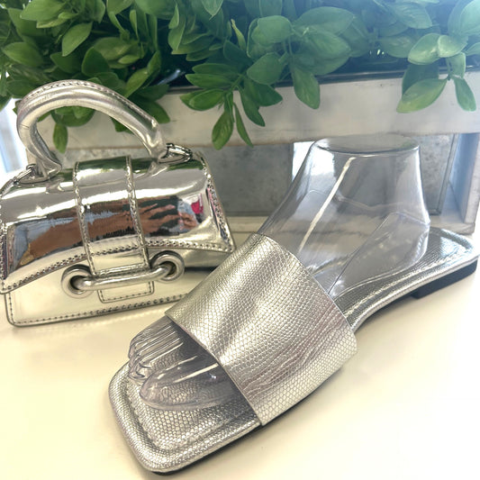 Faux Leather Slide Sandal