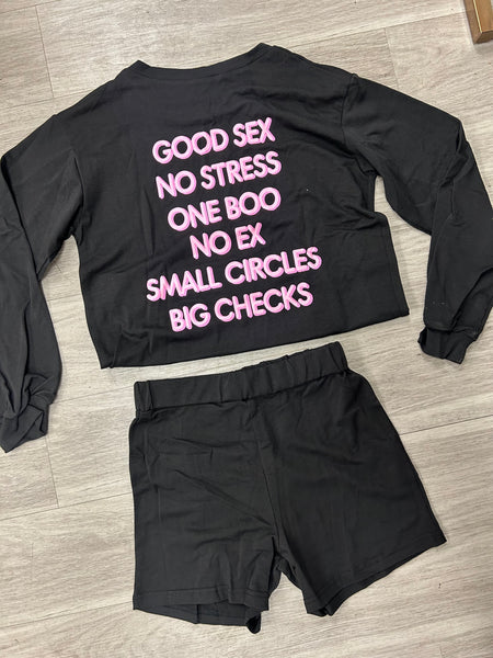 “Motto” Print Pajama Set