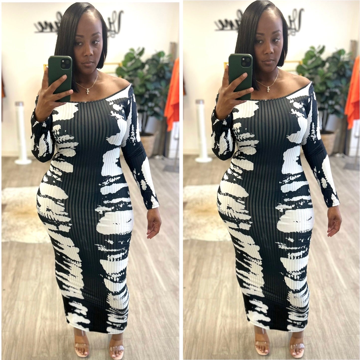 “Kat” Long Sleeve Ribbed Scoop Neck Maxi Dress