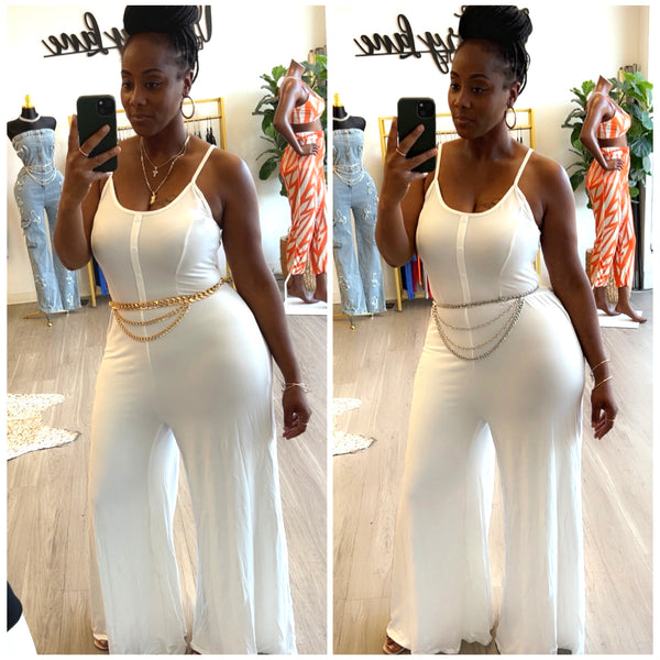 “Gigi” One Piece Spaghetti Strap Wide Leg Jumpsuit
