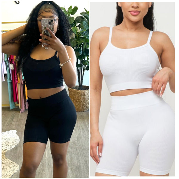 “Hottie” Ribbed Seamless 2 Piece Biker Set