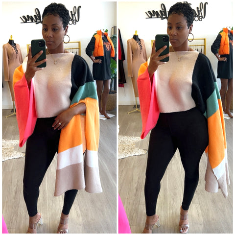 “Rainbow Sherbet” Asymmetrical Crop Sweater