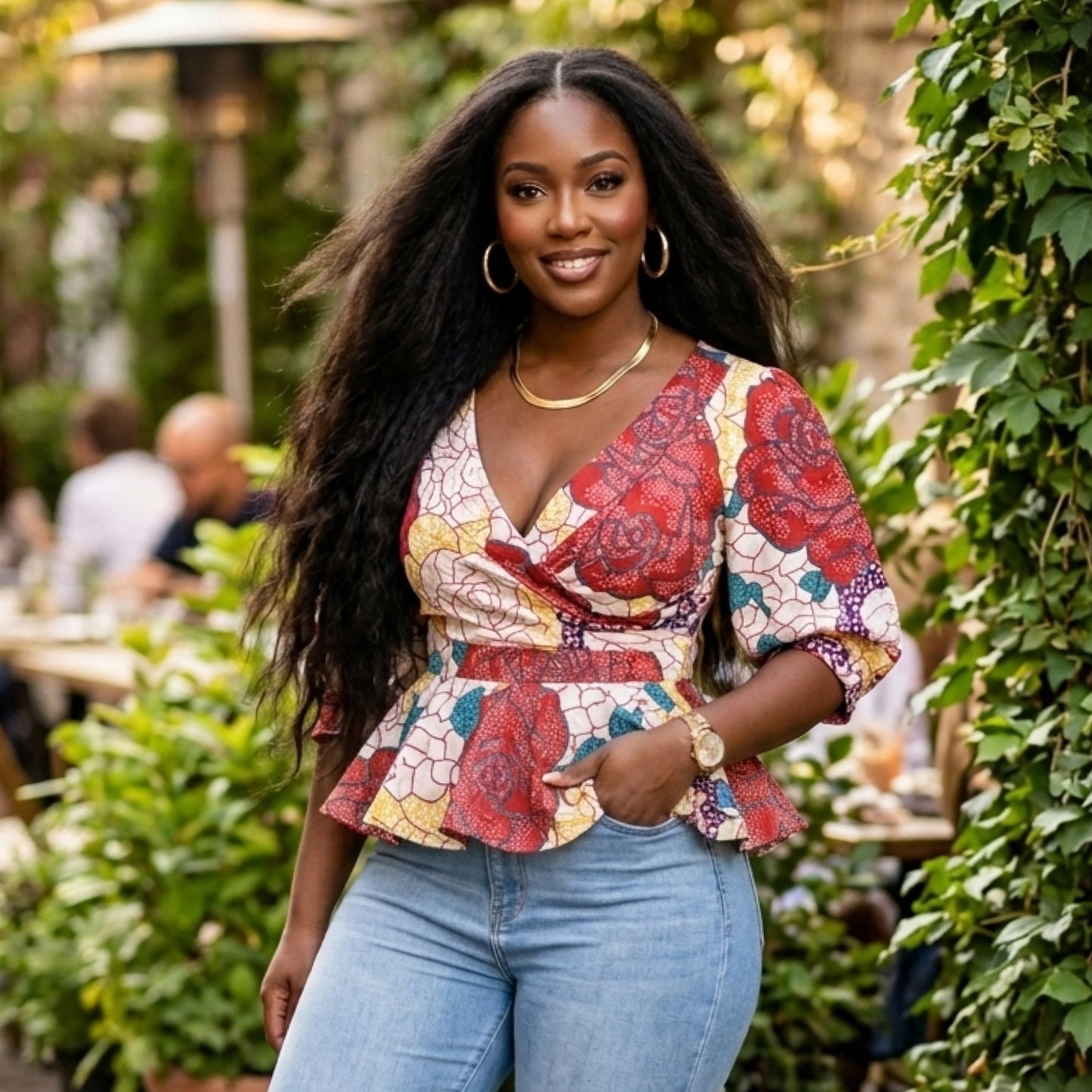 African Print Peplum Top