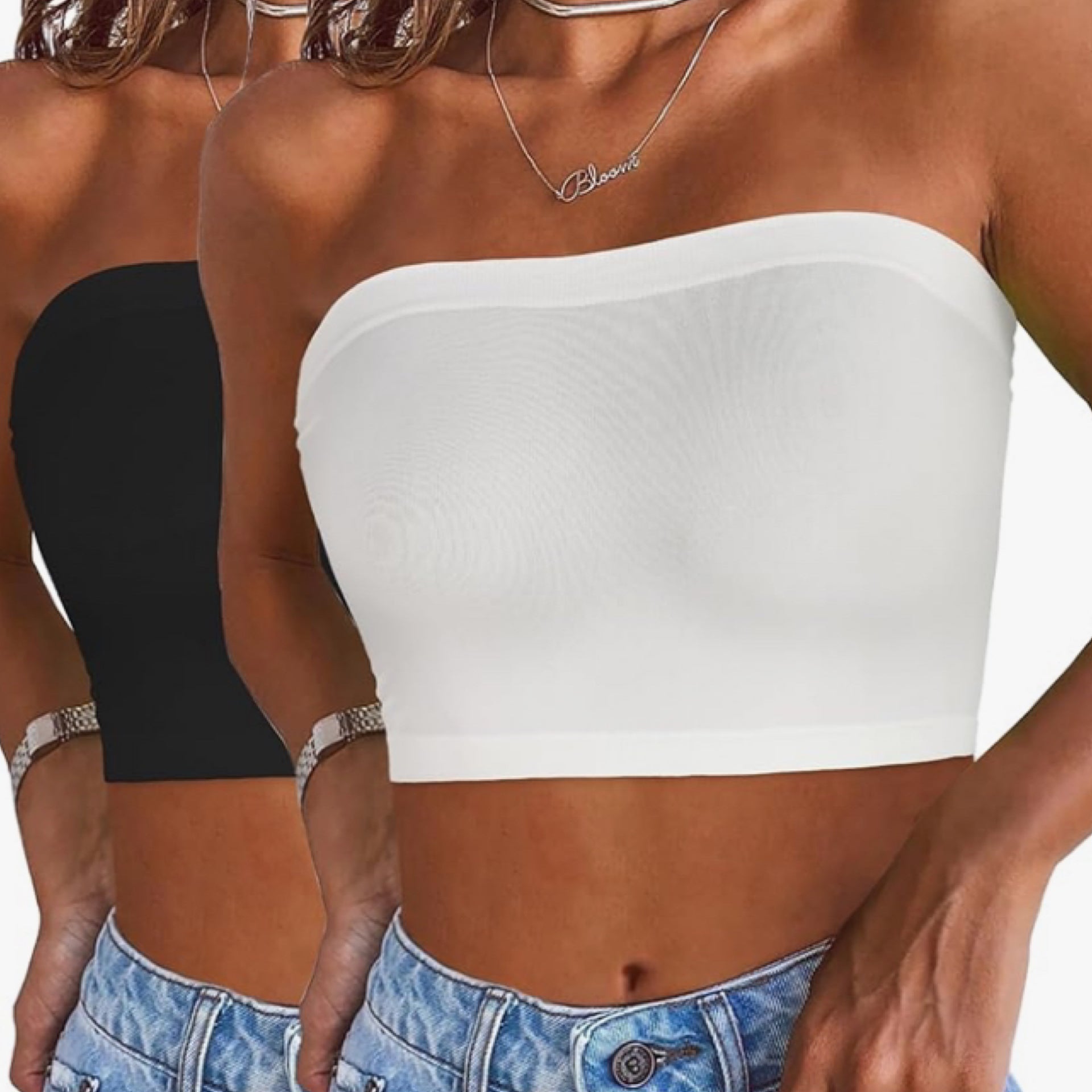 Ribbed Seamless Bandeau Shirt Top