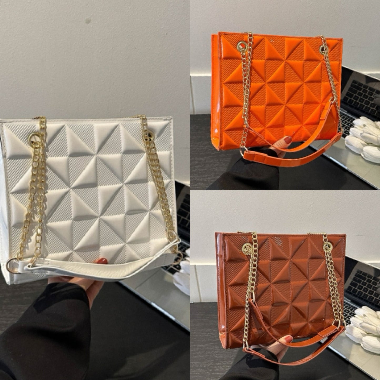 3D Square Cross Body Chain Purse