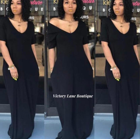 “Amy” V Neck Plus Size Maxi Dress