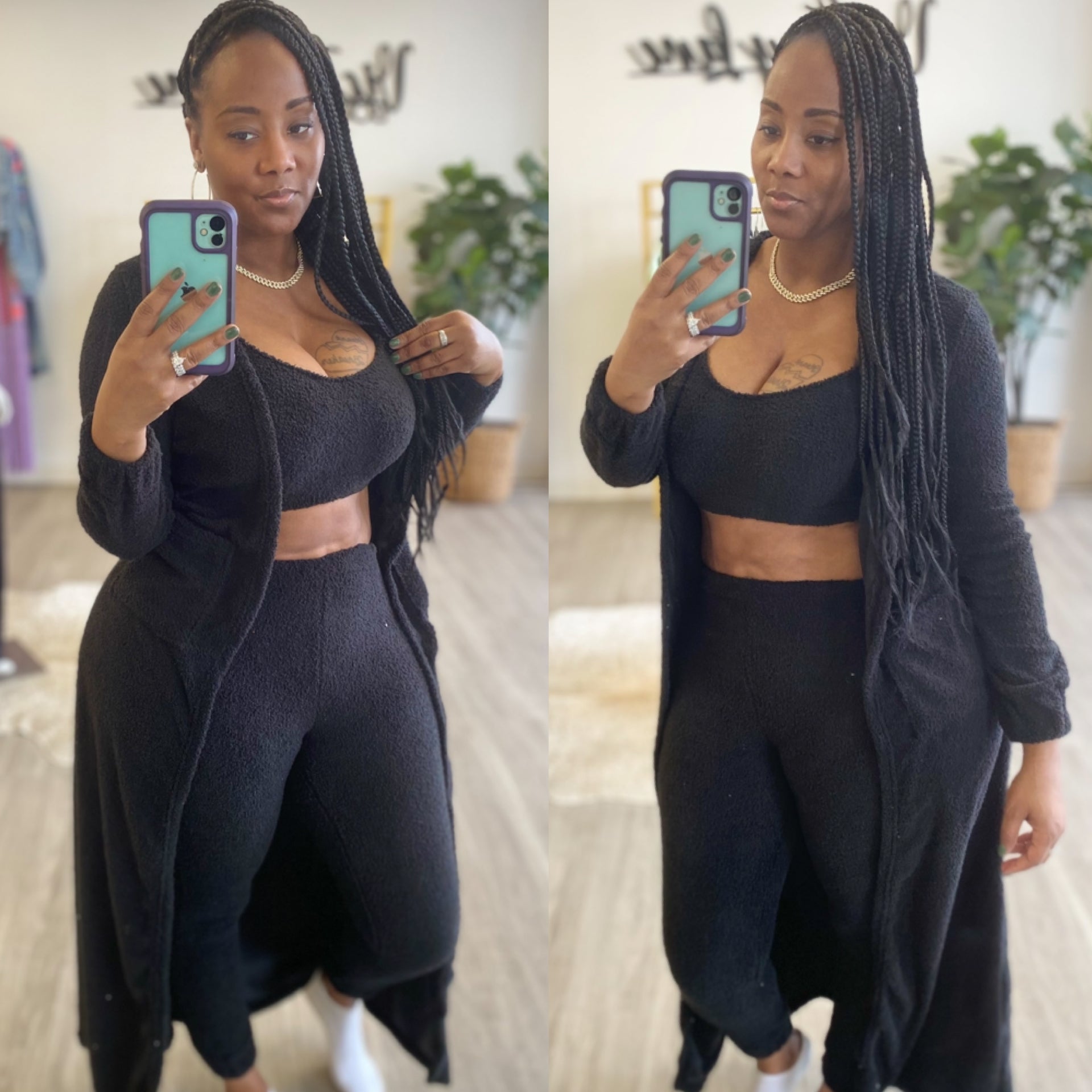 “Teddy” 3 Piece Fleece Pants & Cardigan Set