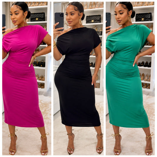 “The Executive Midi” Stretch Business Casual Midi Dress