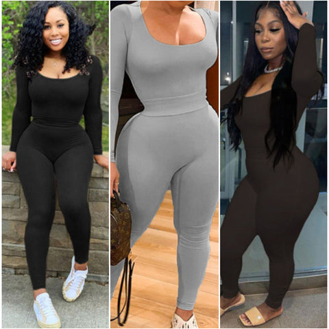 “Trish” 2 Piece Scoop Neck Bodysuit & Legging Set