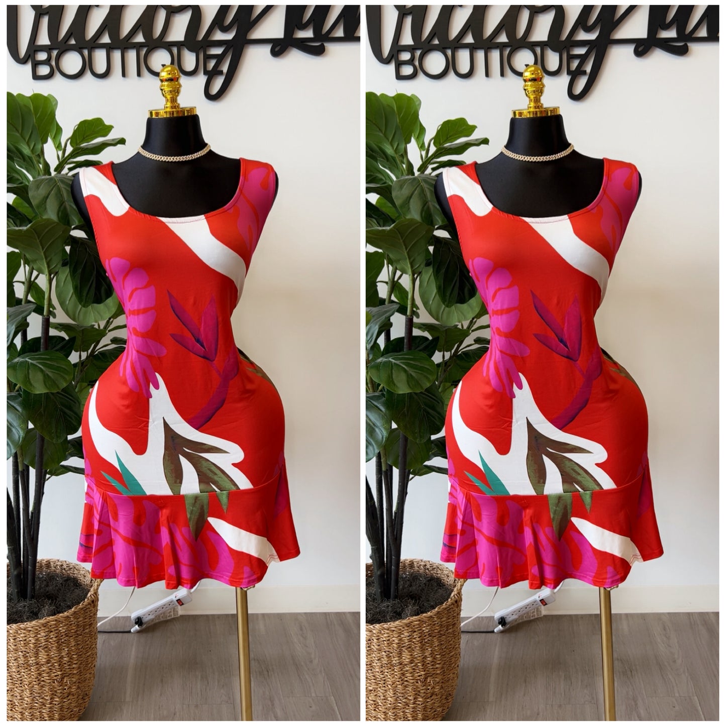 “Tropicana” Ruffle Hem Tank Dress