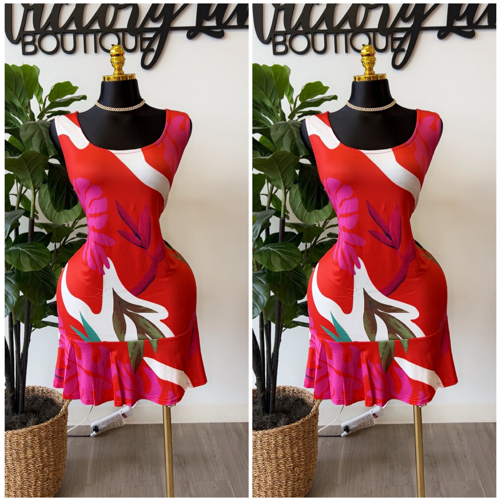 “Tropicana” Ruffle Hem Tank Dress