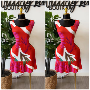 “Tropicana” Ruffle Hem Tank Dress
