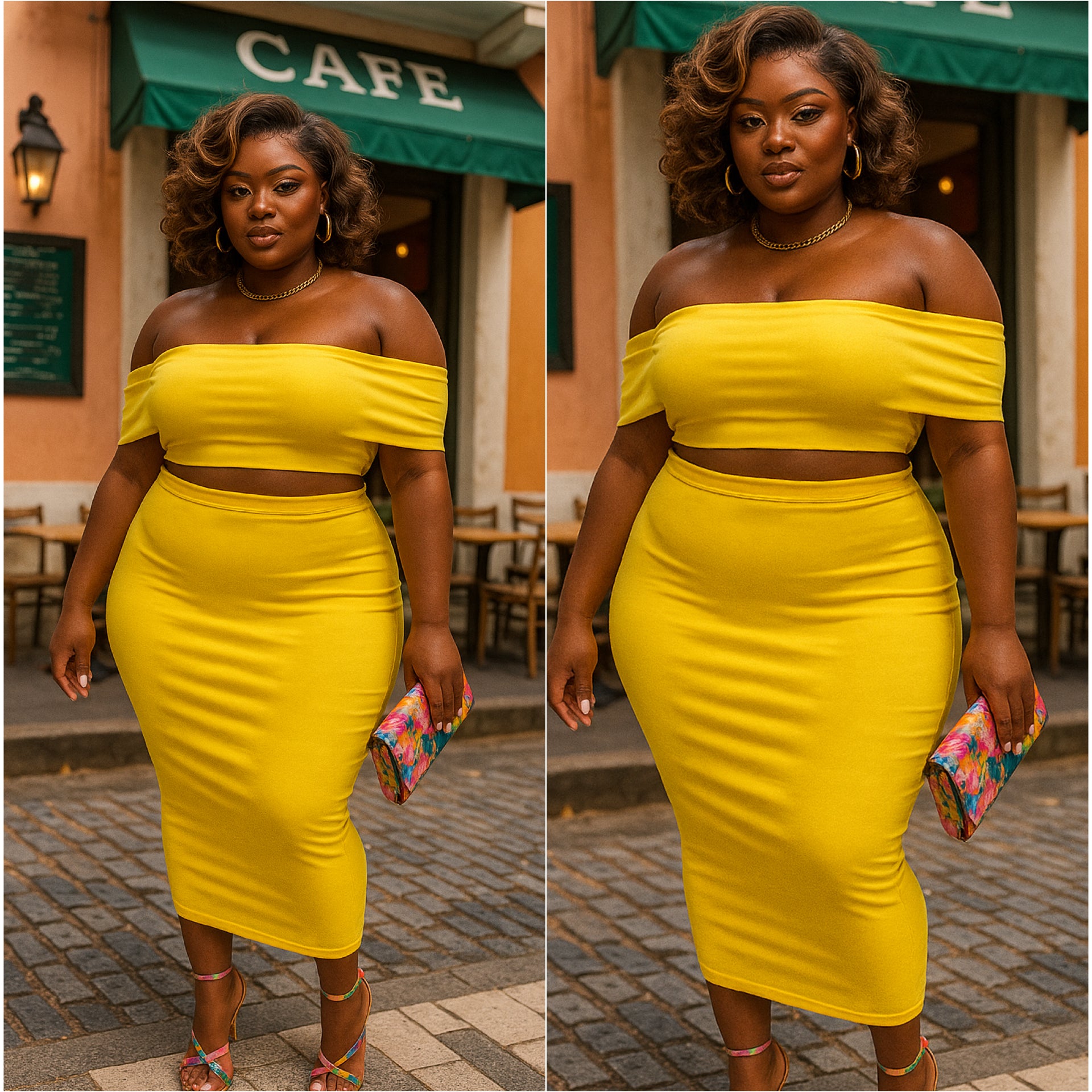 “Sunshine” 2 Piece Bandeau Maxi Skirt Set