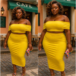 “Sunshine” 2 Piece Bandeau Maxi Skirt Set