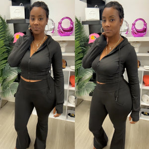 “On the Go” Bell Bottom 2 Piece Hoodie Athletic Set