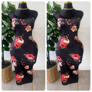 “Tea Time” Floral Spaghetti Strap Lace Trim Mini Dress