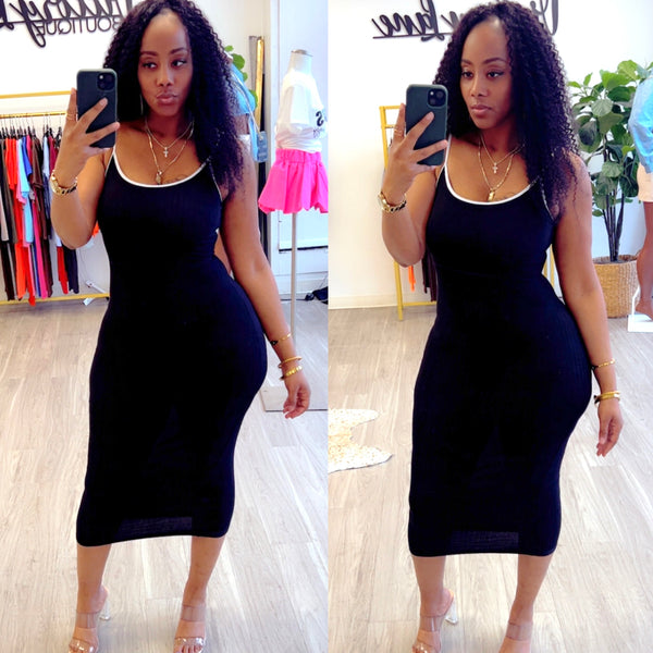 “Maci” Ribbed Spaghetti Strap Maxi Dress