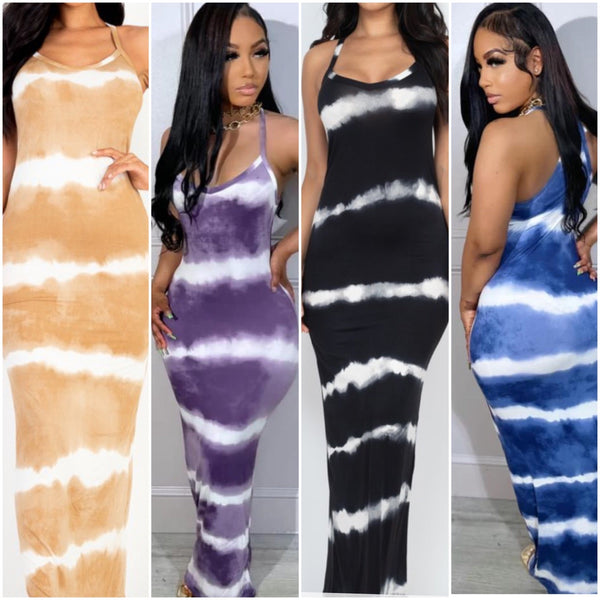 “Smoke” Tie Dye Racerback Maxi Dress