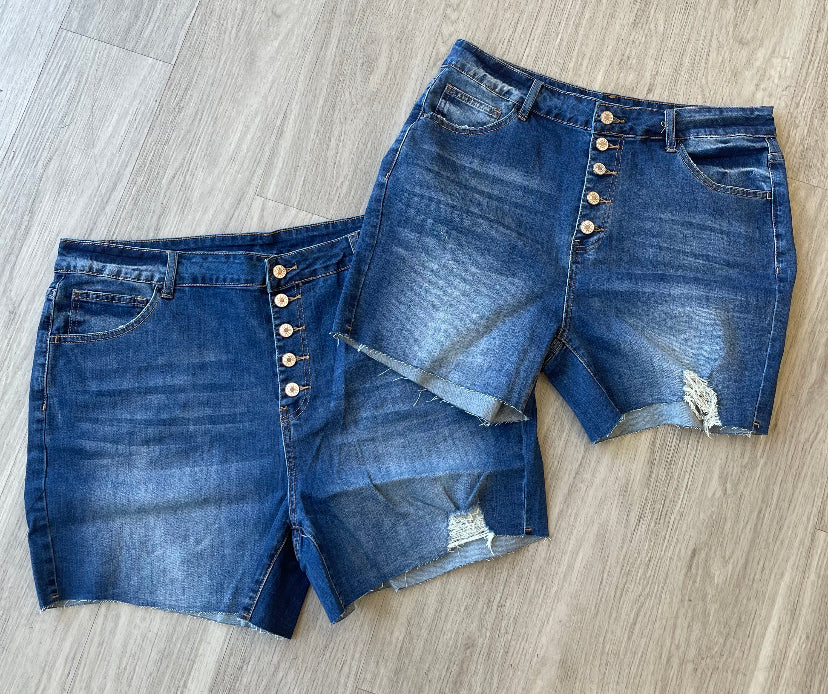“Divalicious” High Waist Button Denim Shorts
