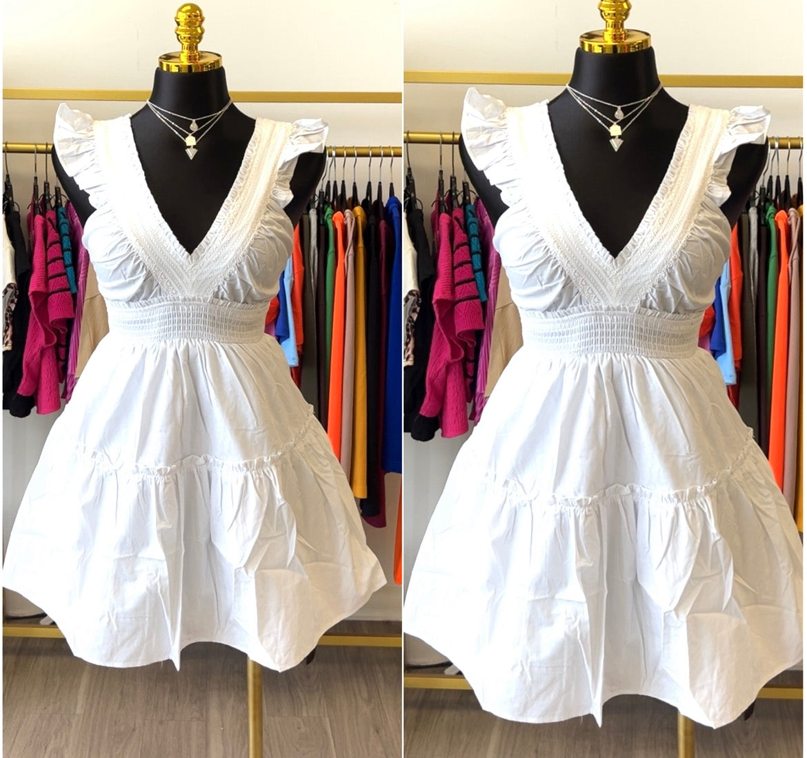 “Cloud” White Ruffle Mini Dress