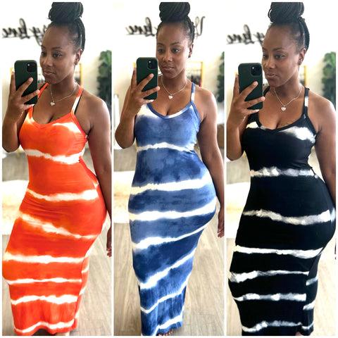 “Smoke” Tie Dye Racerback Maxi Dress