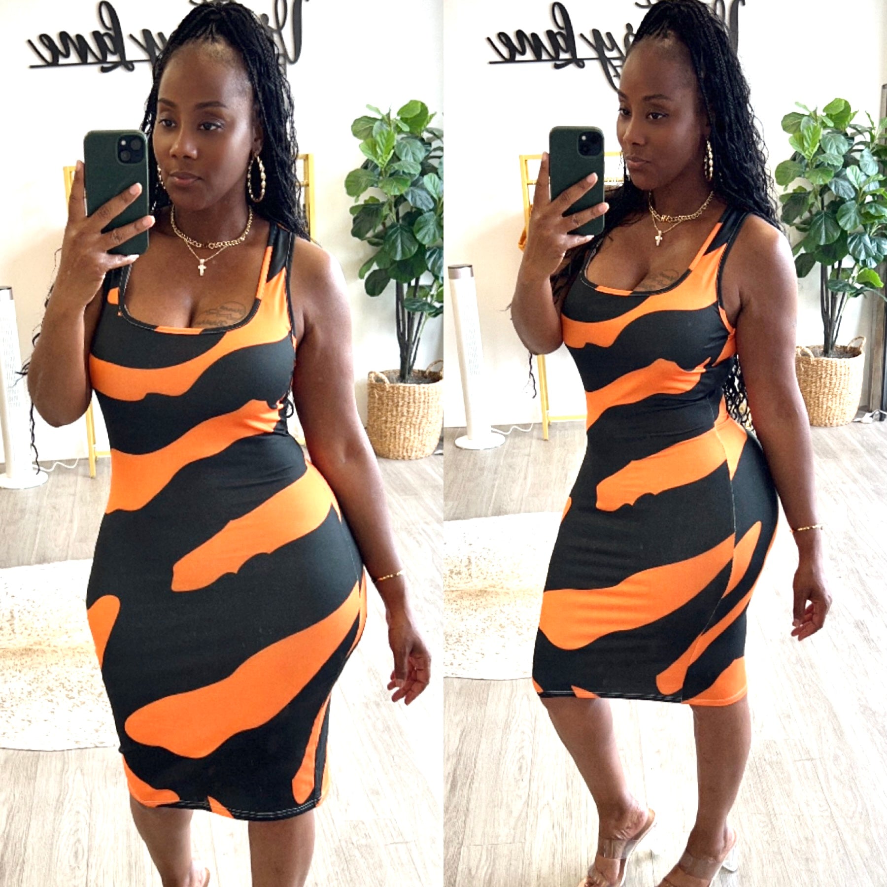 Orange & Black Jungle Tank Dress