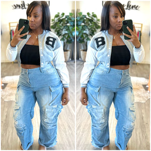 “Crazy Cool” Denim Cargo Jean Pants