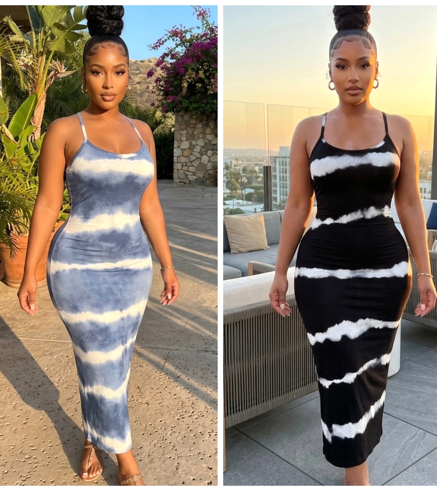 “Smoke” Tie Dye Racerback Maxi Dress