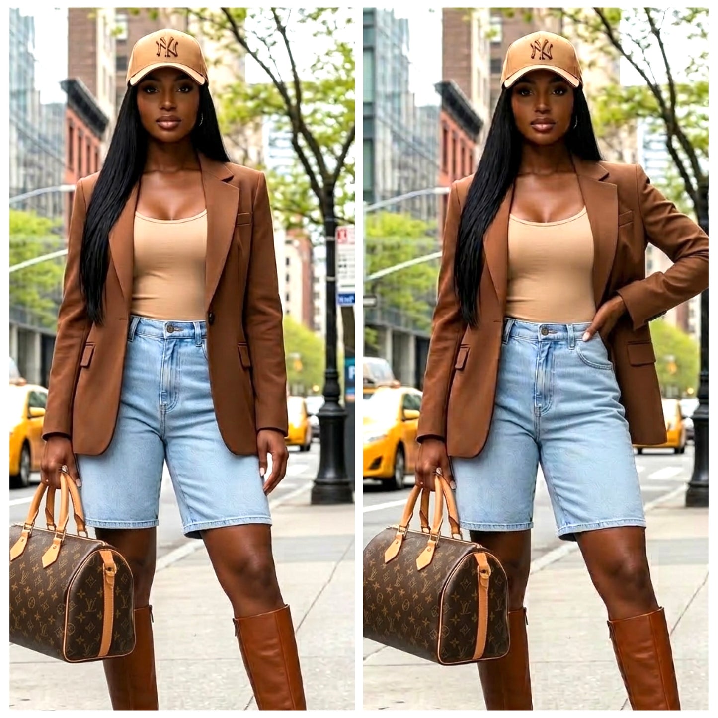 Light wash Stretch Denim Bermuda Shorts