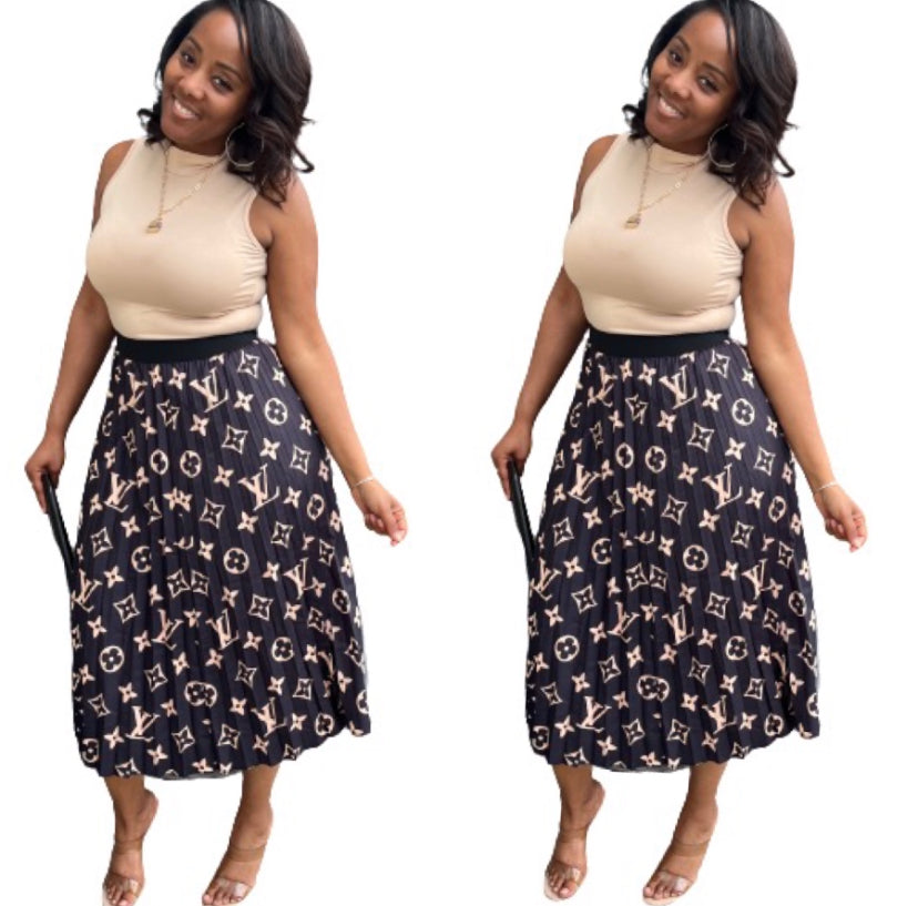 “Willow” Print Pleated Skirt
