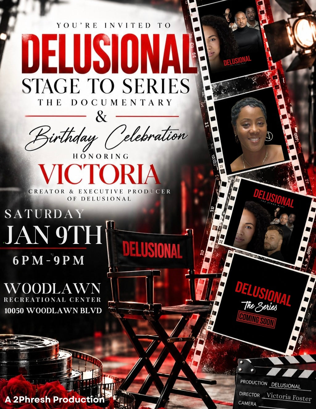 DELUSIONAL Documentary & Tori’s Birthday Celebration Jan 9, 2027 6-9pm