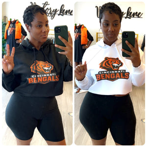 Tiger” Long Sleeve Womens Crop Hoodie