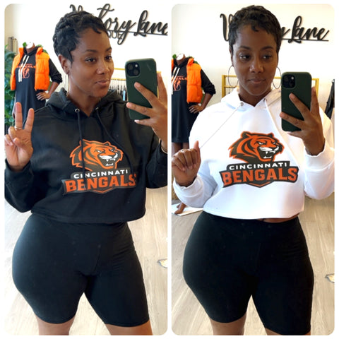 Tiger” Long Sleeve Womens Crop Hoodie