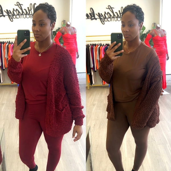 “Cozy” 3 Piece Super Soft Legging and Cardigan Set