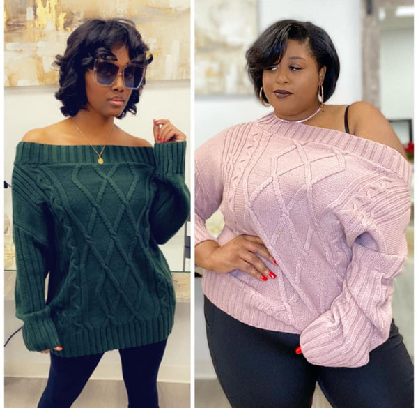 “Tammy” Off the Shoulder Oversized Sweater Top