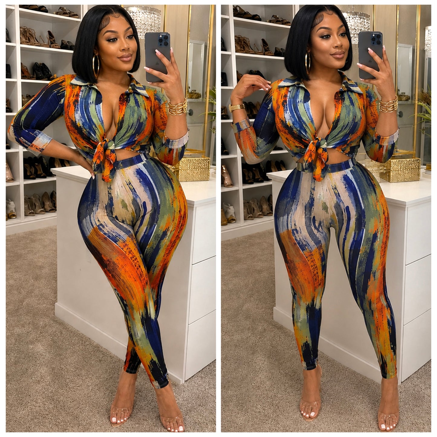 “Color me Bad” Abstract 2 Piece Stretch Polyester Set
