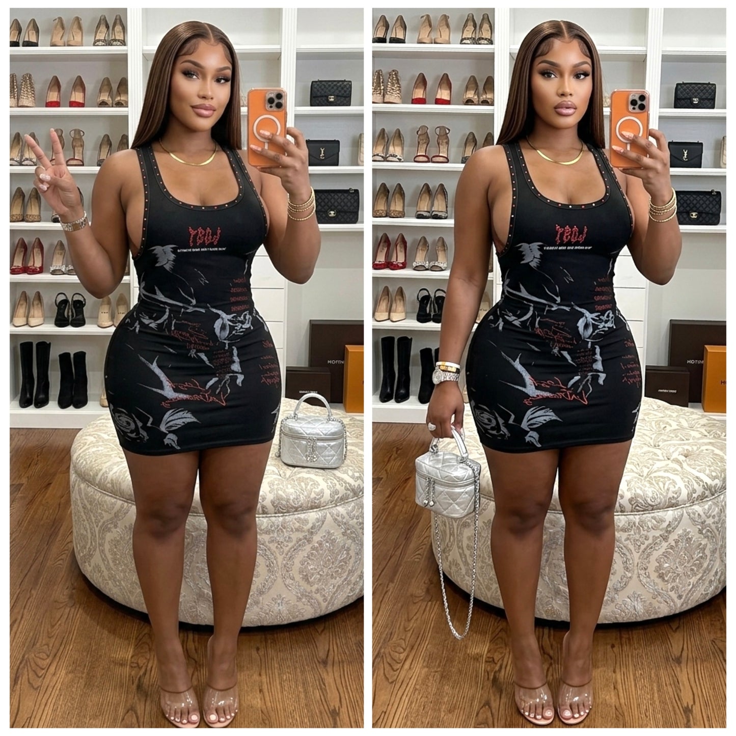 “Dark Knight” Rhinestone Studded Tank Dress