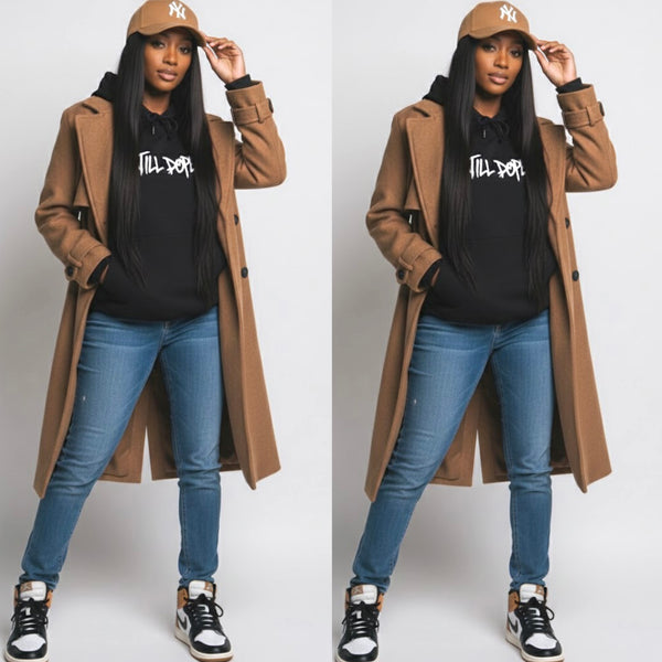 “Julia” Brown Double Breasted Belted Trench Coat