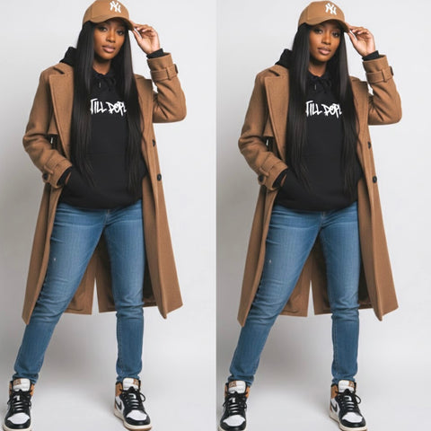 “Julia” Brown Double Breasted Belted Trench Coat