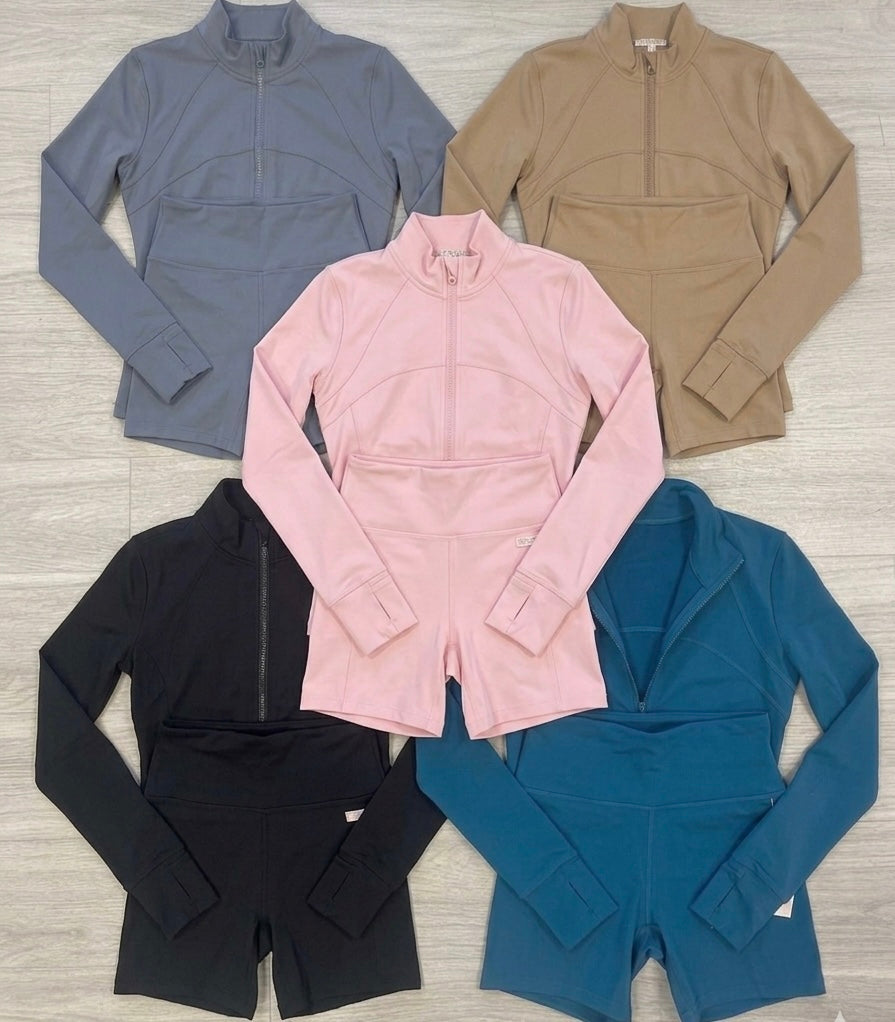 “Eve” Long Sleeve Jacket Biker Short Set