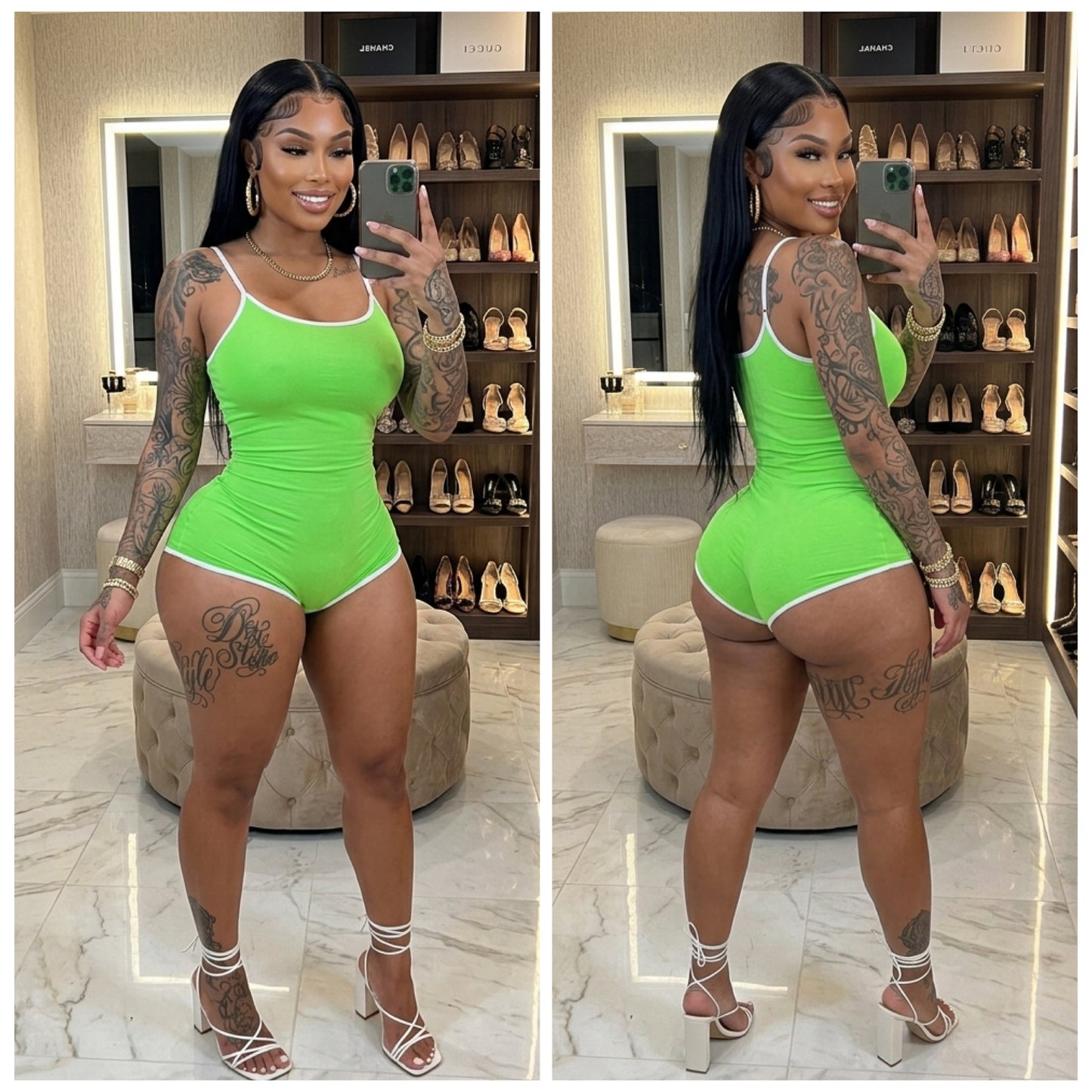Neon Green One Piece Romper