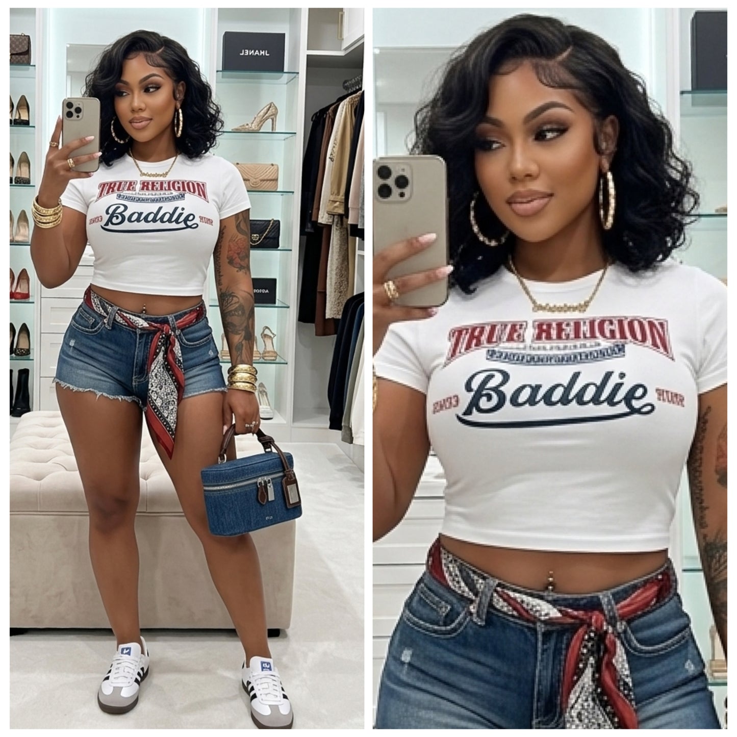 “Baddie Tour” White Crop Short Sleeve Tee Shirt